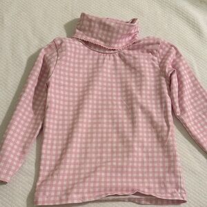 Kids Pink Gingham Long Sleeve Turtleneck Top